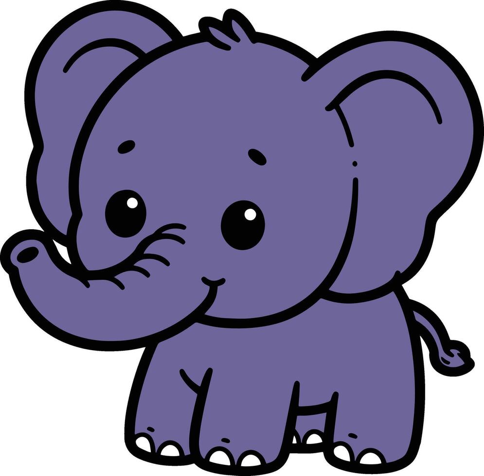 Elephant 2D cartoon character clipart vector