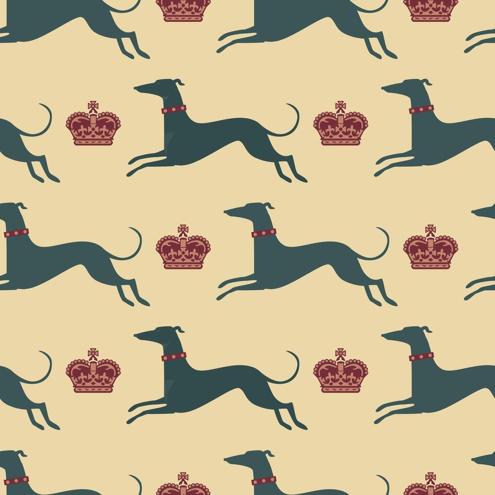 Seamless pattern with dogs and crowns vector