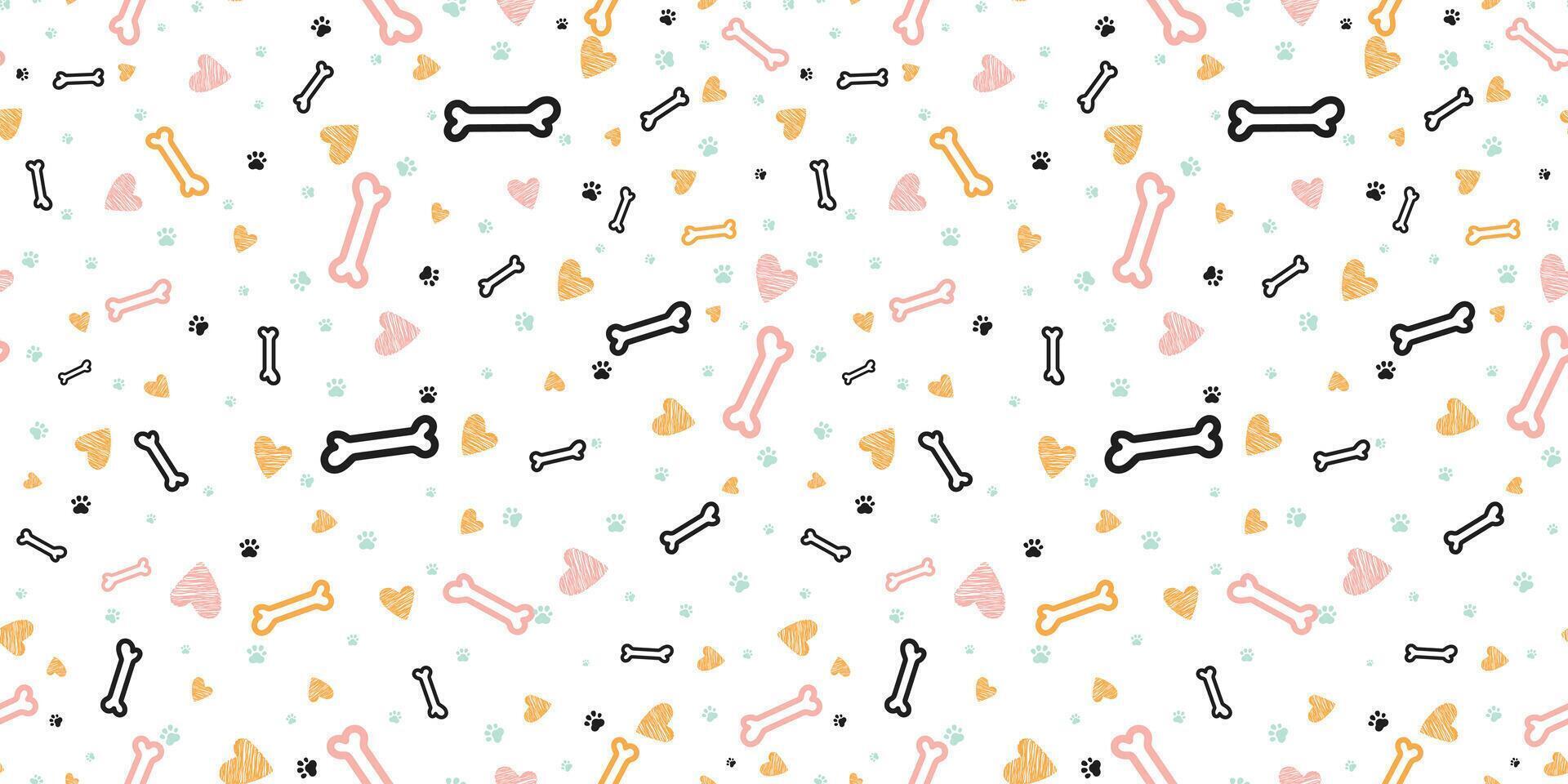 Dog bones seamless pattern Bone and traces of puppy paws repetitive texture Doggy endless background Vector illustration