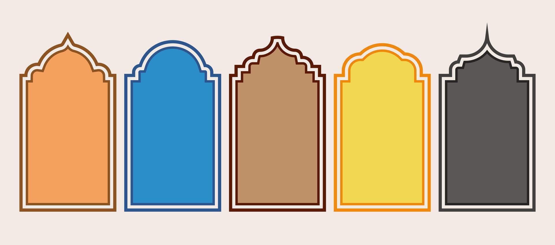Islamic door window frame. Vector design elements of Ramadan Kareem and Eid Mubarak greeting