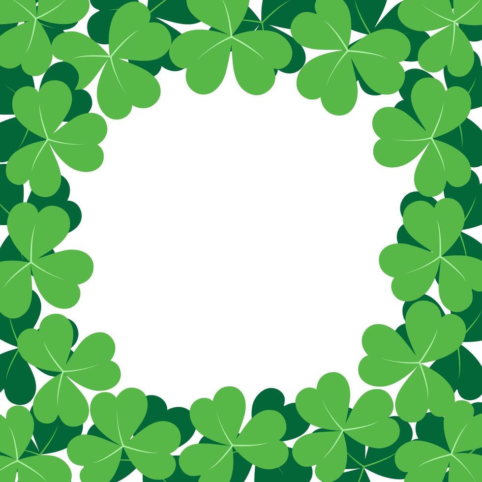 Abstract rounded shamrock frame border in trendy green. Design concept for St. Patrick greetings vector