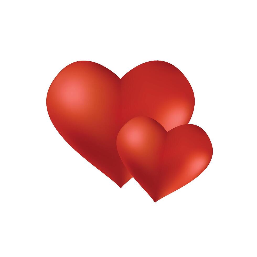 rojo realista corazón con degradado malla, vector ilustración
