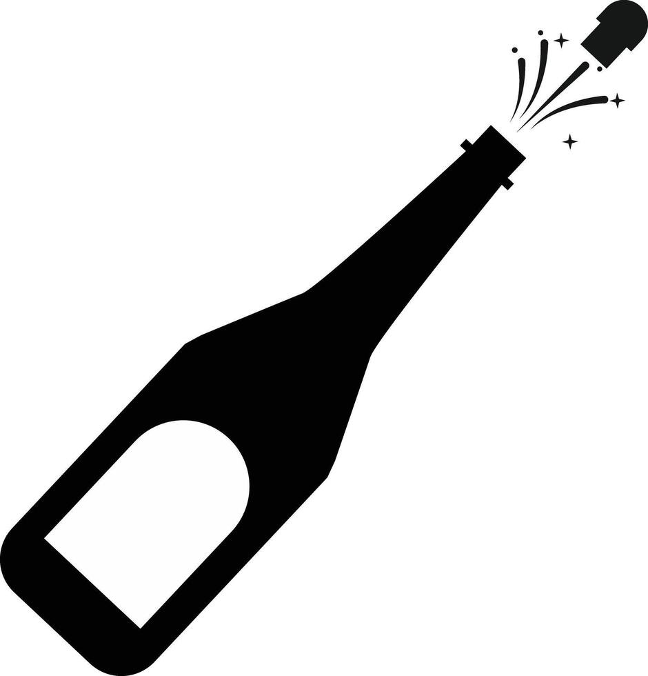 abrió champán botella icono. champán botella signo. champán botella explosión símbolo. plano estilo. vector