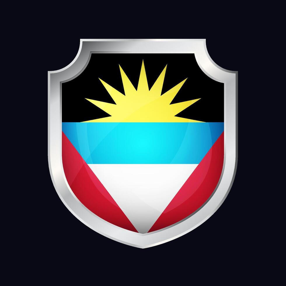 Antigua and Barbuda Silver Shield Flag Icon vector