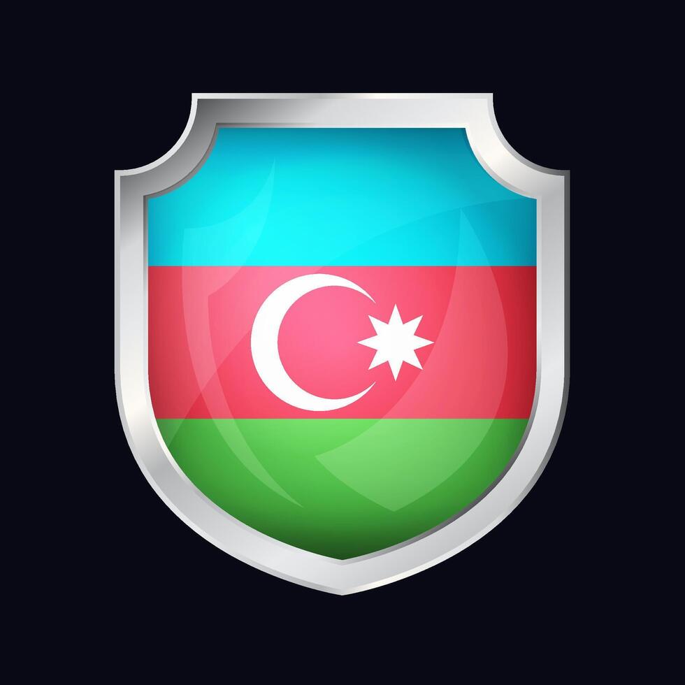 Azerbaijan Silver Shield Flag Icon vector
