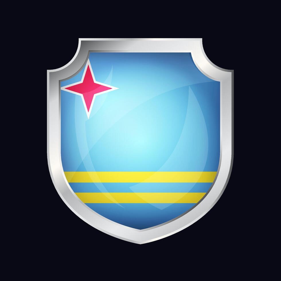 Aruba Silver Shield Flag Icon vector