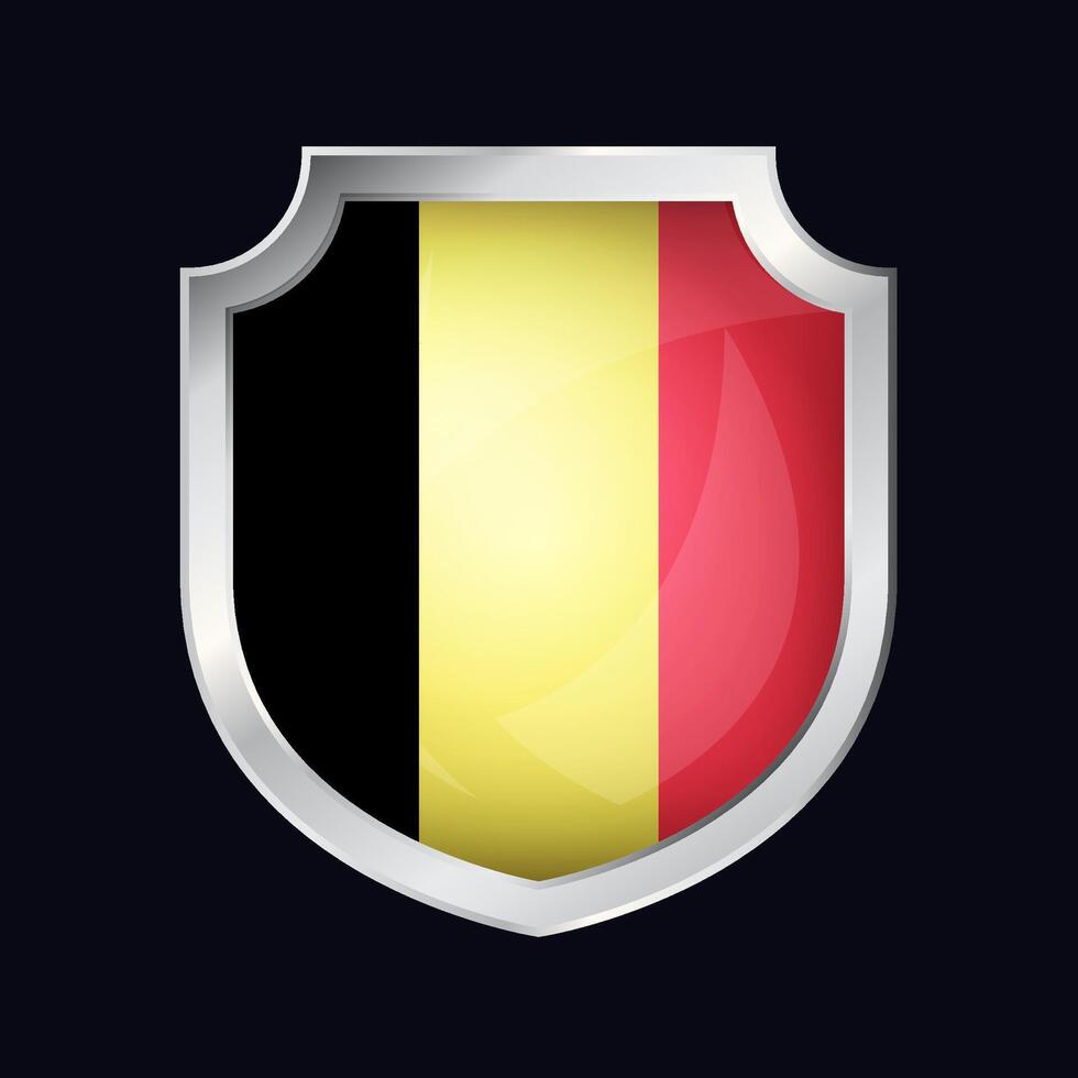 Belgium Silver Shield Flag Icon vector