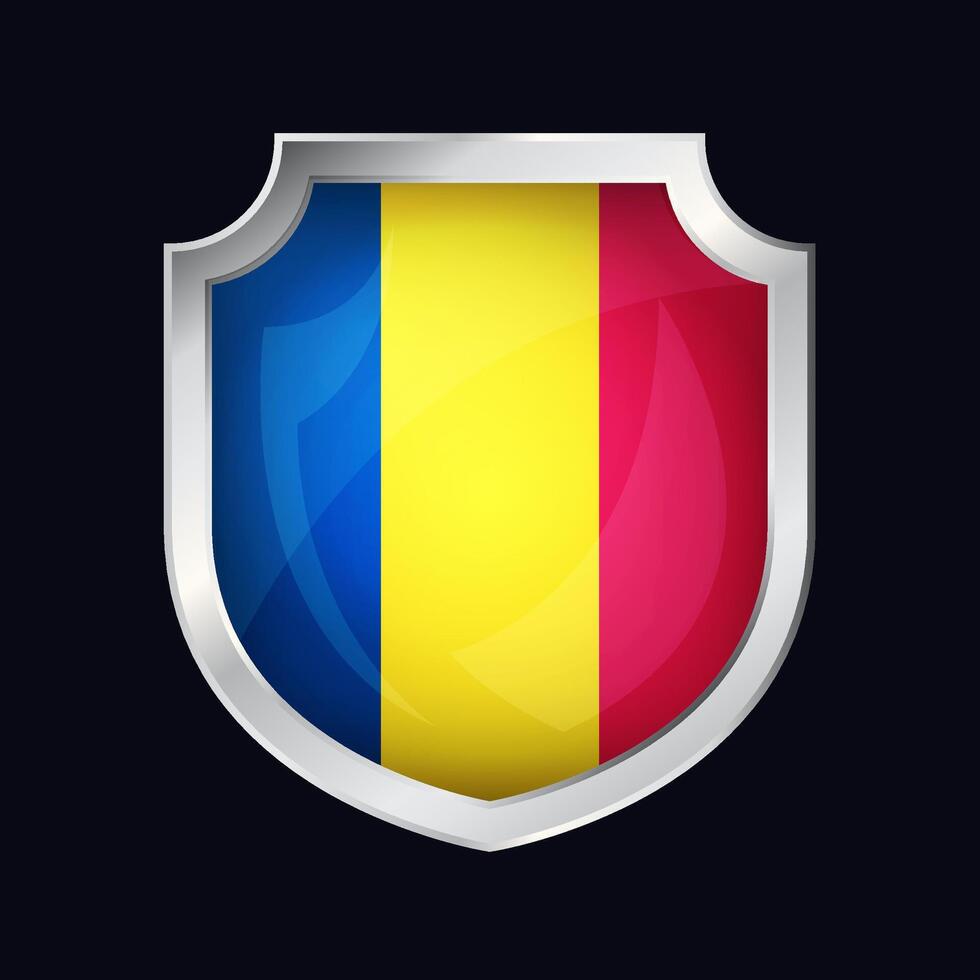 Chad Silver Shield Flag Icon vector