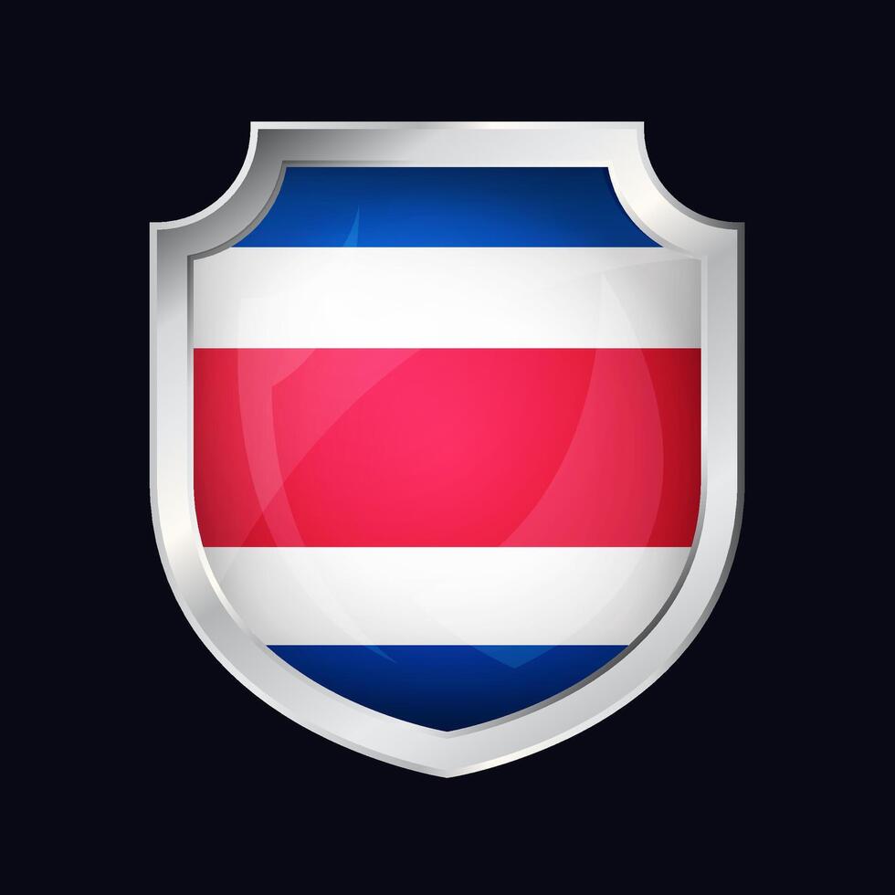 Costa Rica Silver Shield Flag Icon vector