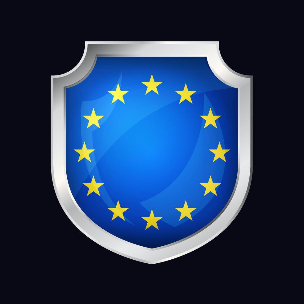 European Union Silver Shield Flag Icon vector