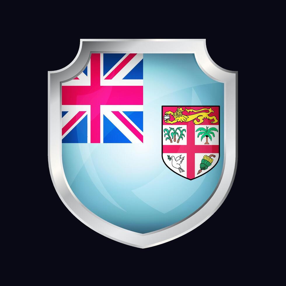 Fiji Silver Shield Flag Icon vector