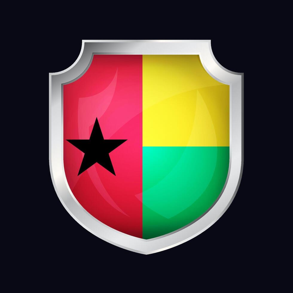 Guinea Bissau plata proteger bandera icono vector