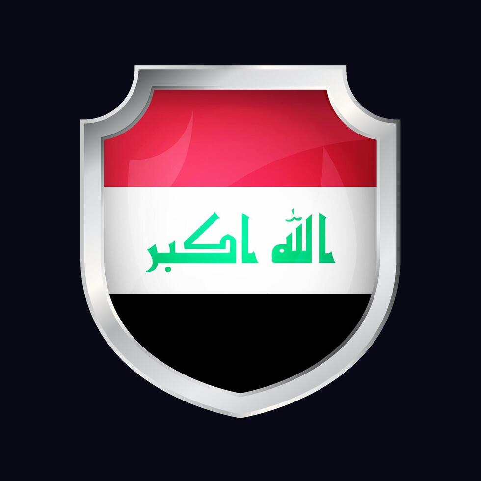 Iraq Silver Shield Flag Icon vector