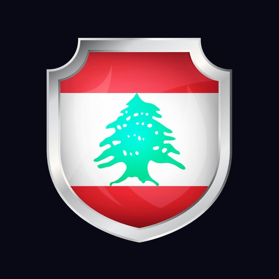 Lebanon Silver Shield Flag Icon vector