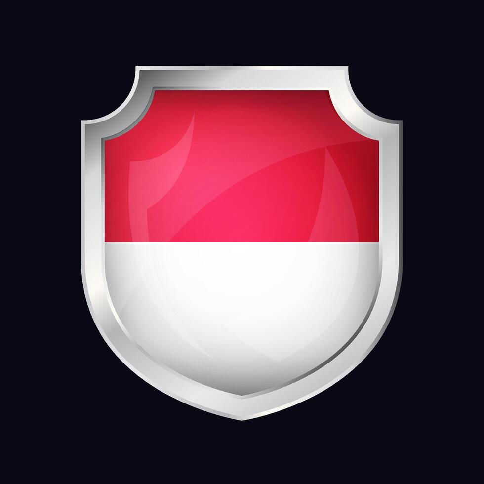 Monaco Silver Shield Flag Icon vector