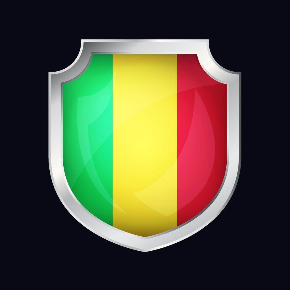 Mali Silver Shield Flag Icon vector