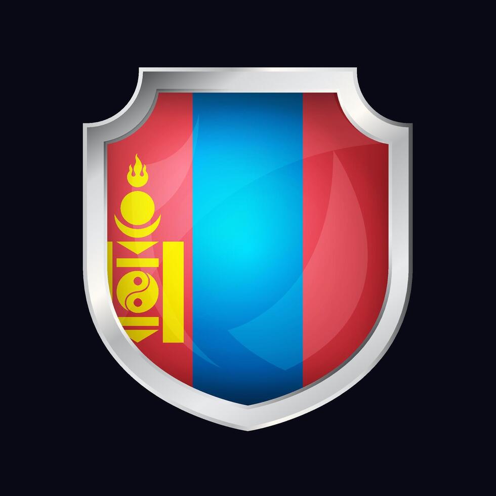 Mongolia Silver Shield Flag Icon vector