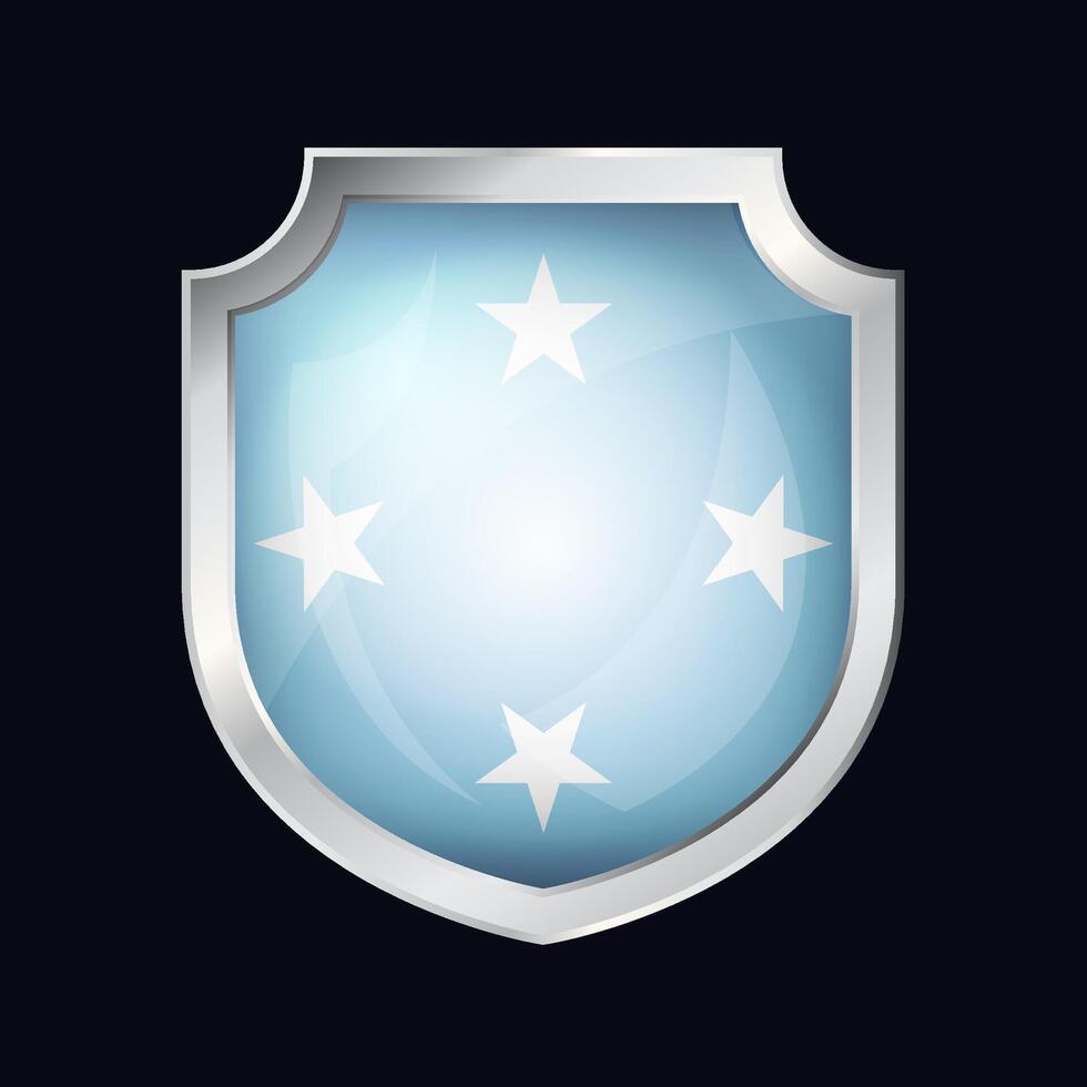 Micronesia Silver Shield Flag Icon vector