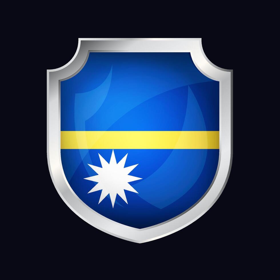 Nauru Silver Shield Flag Icon vector