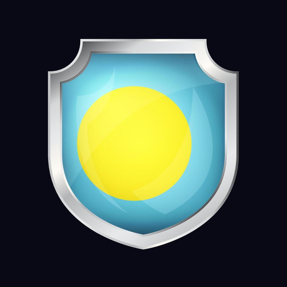 Palau Silver Shield Flag Icon vector