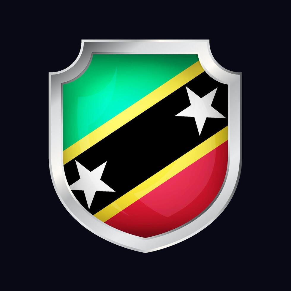 Santo kitts y nevis plata proteger bandera icono vector