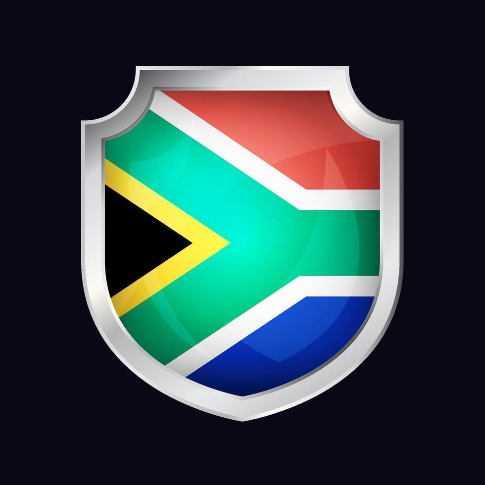 South Africa Silver Shield Flag Icon vector