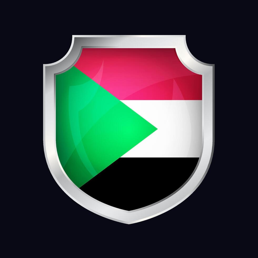 Sudan Silver Shield Flag Icon vector