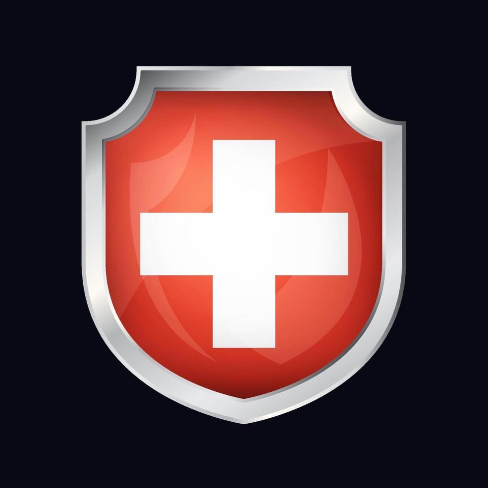 Switzerland Silver Shield Flag Icon vector