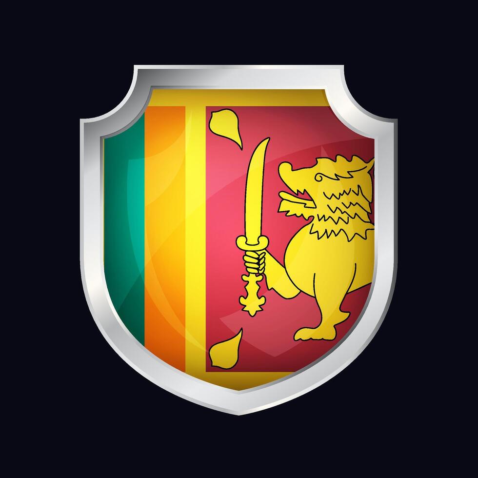 Sri Lanka Silver Shield Flag Icon vector