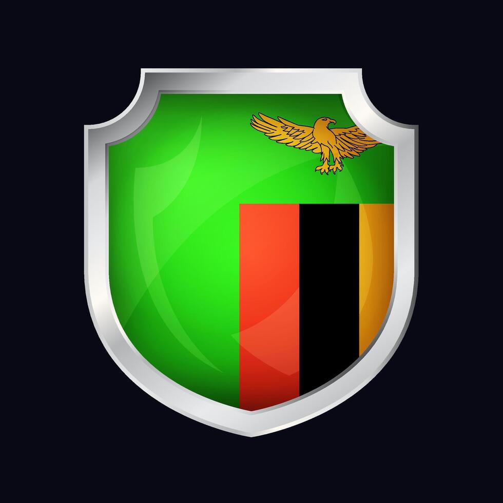 Zambia Silver Shield Flag Icon vector