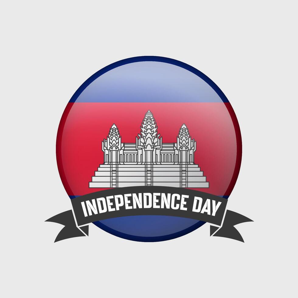 Cambodia Round Independence Day Badge vector