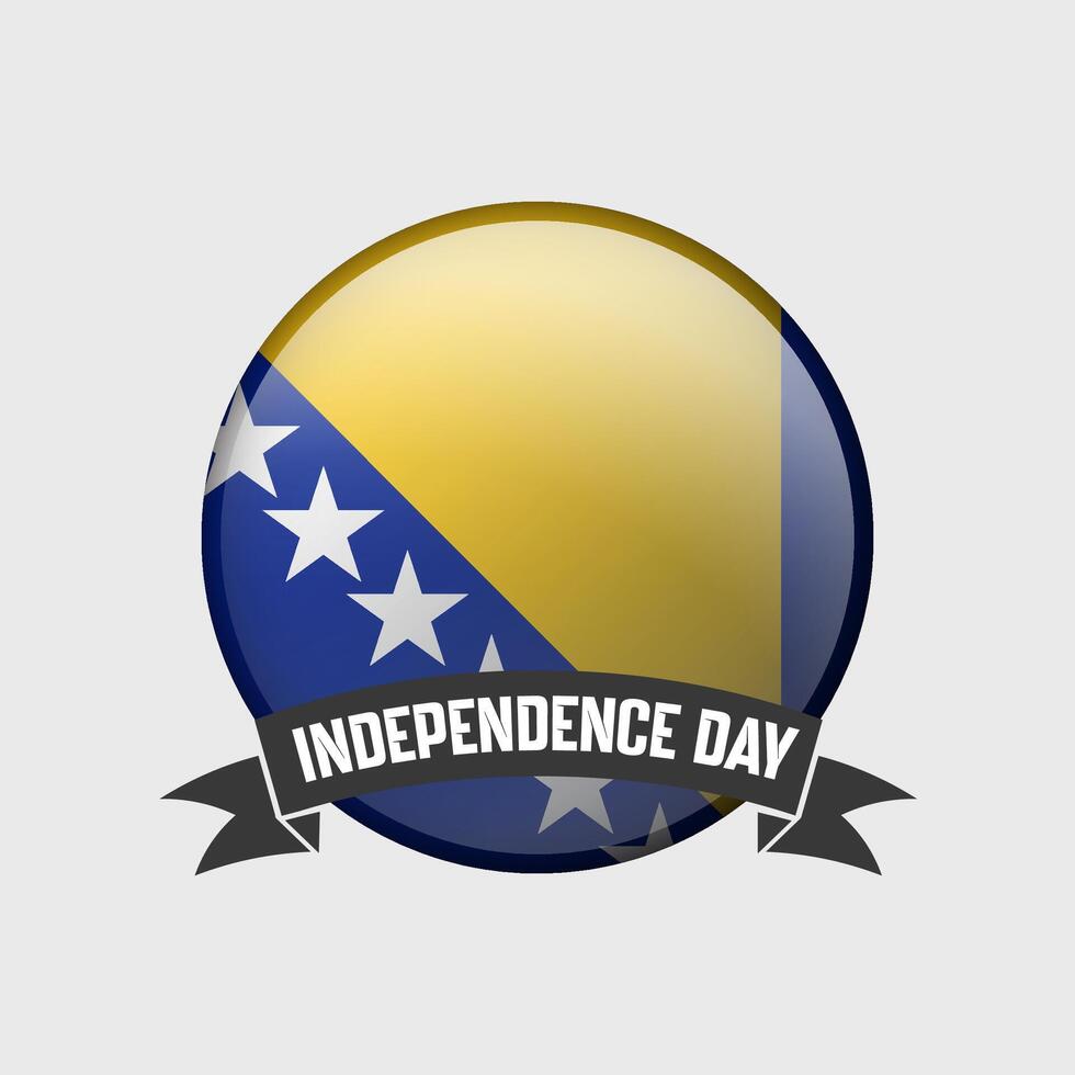 Bosnia and Herzegovina Round Independence Day Badge vector