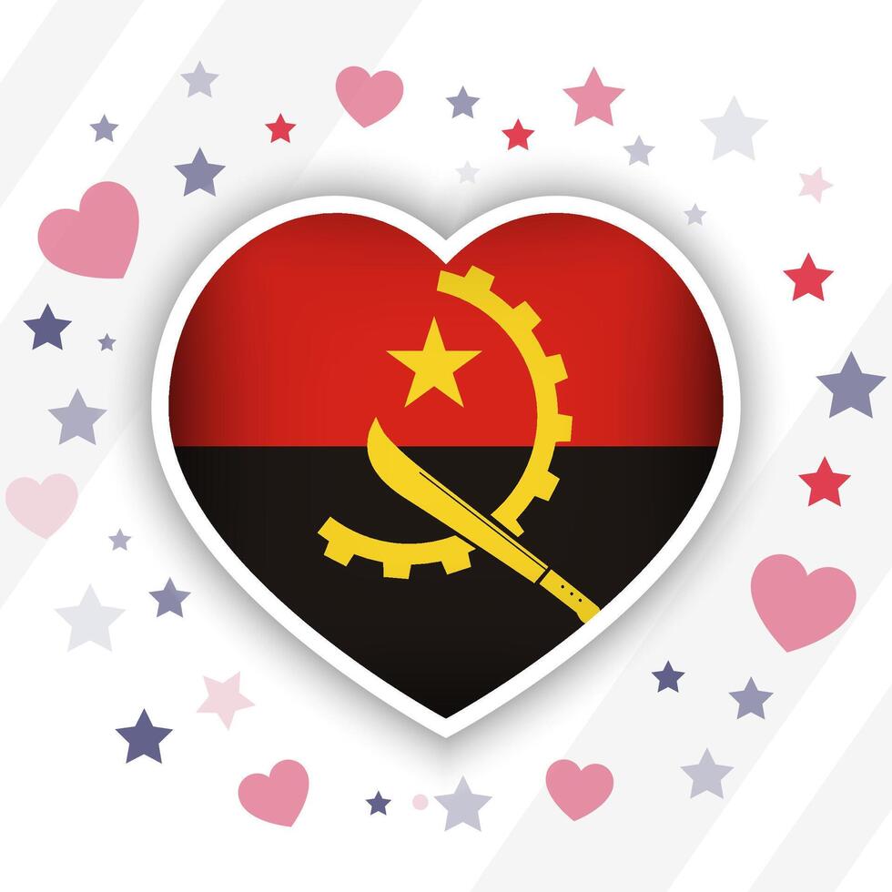 Creative Angola Flag Heart Icon vector