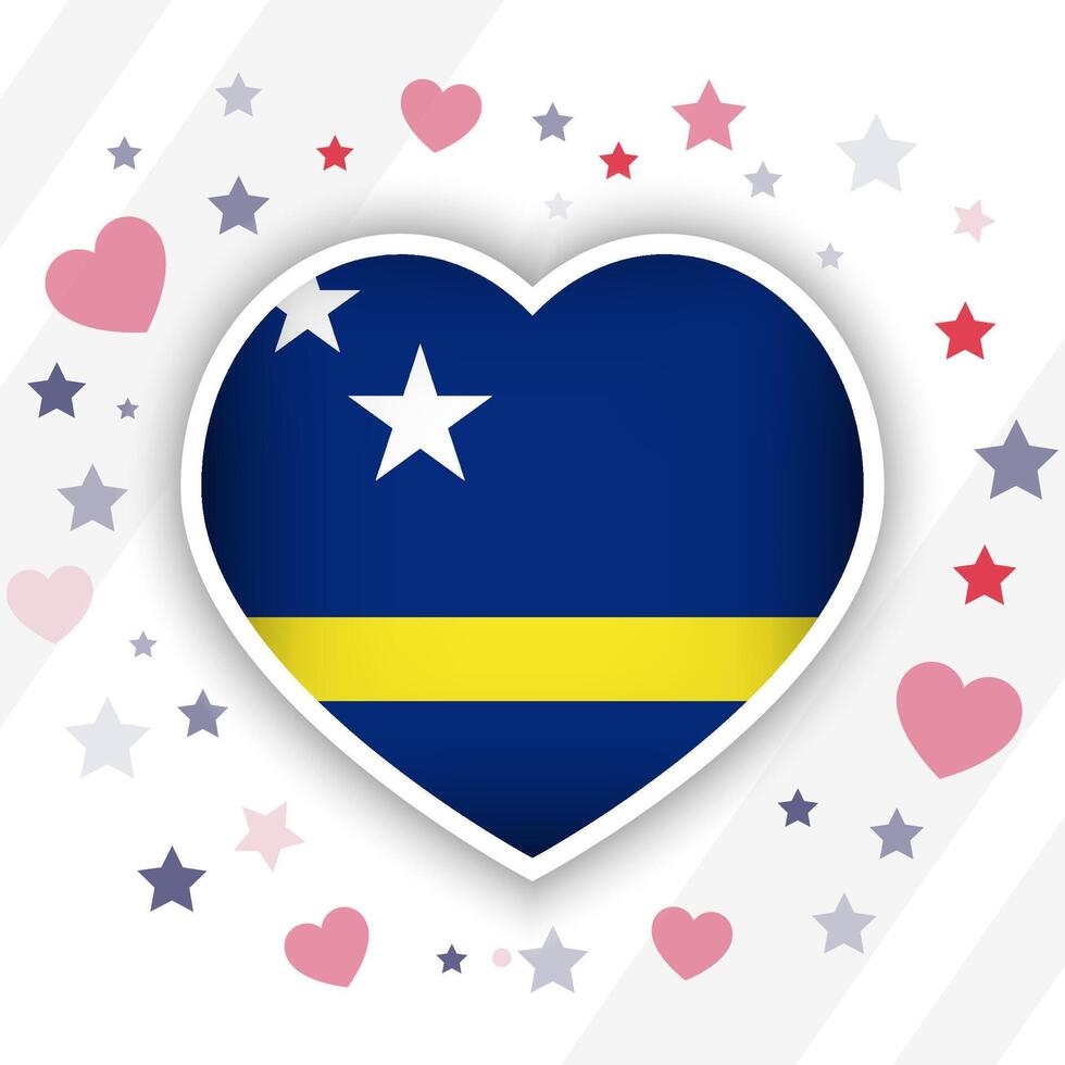 Creative Curacao Flag Heart Icon vector