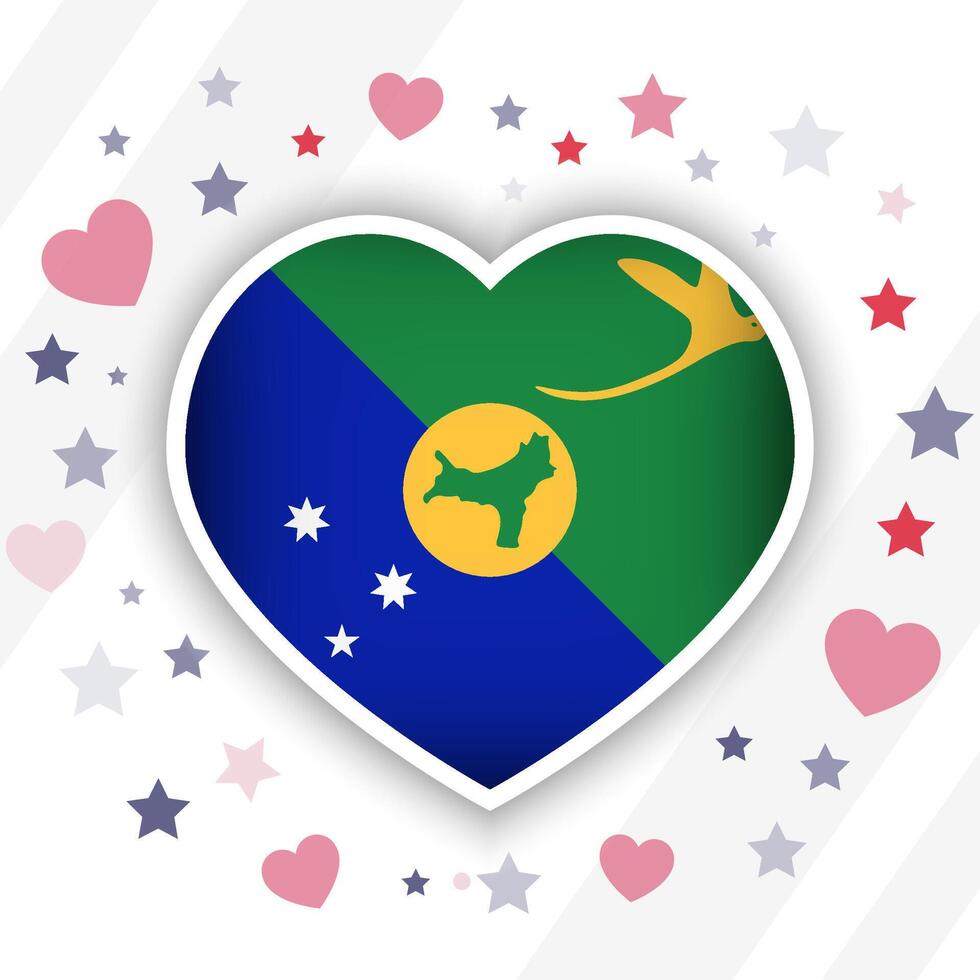 Creative Christmas Island Flag Heart Icon vector