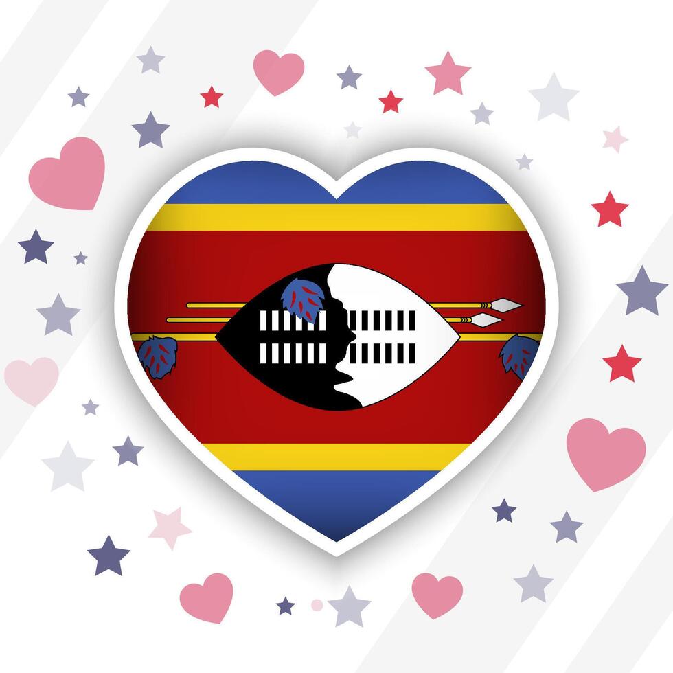 Creative Eswatini Flag Heart Icon vector