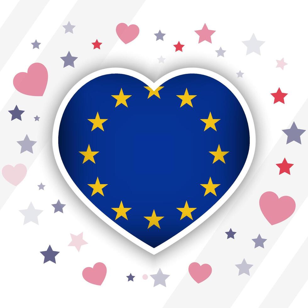 creativo europeo Unión bandera corazón icono vector
