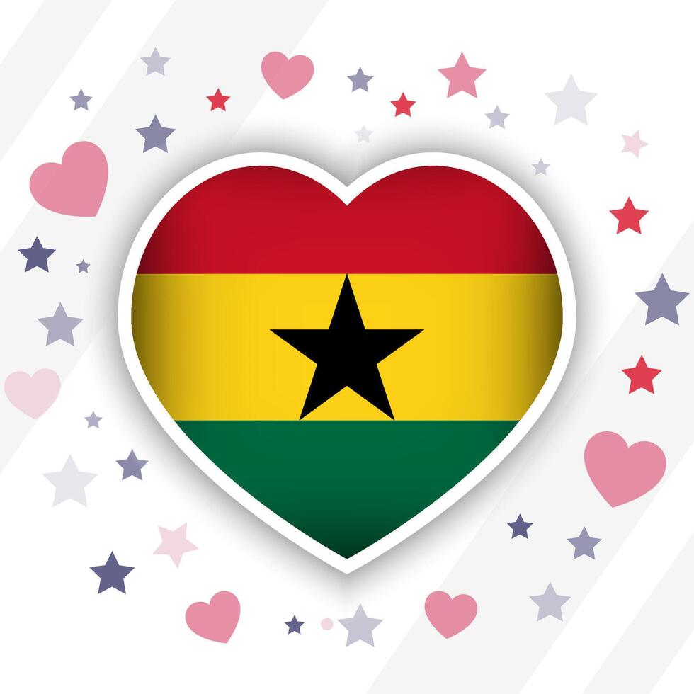 creativo Ghana bandera corazón icono vector
