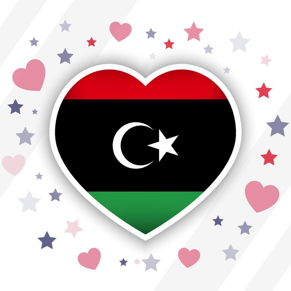 Creative Libya Flag Heart Icon vector