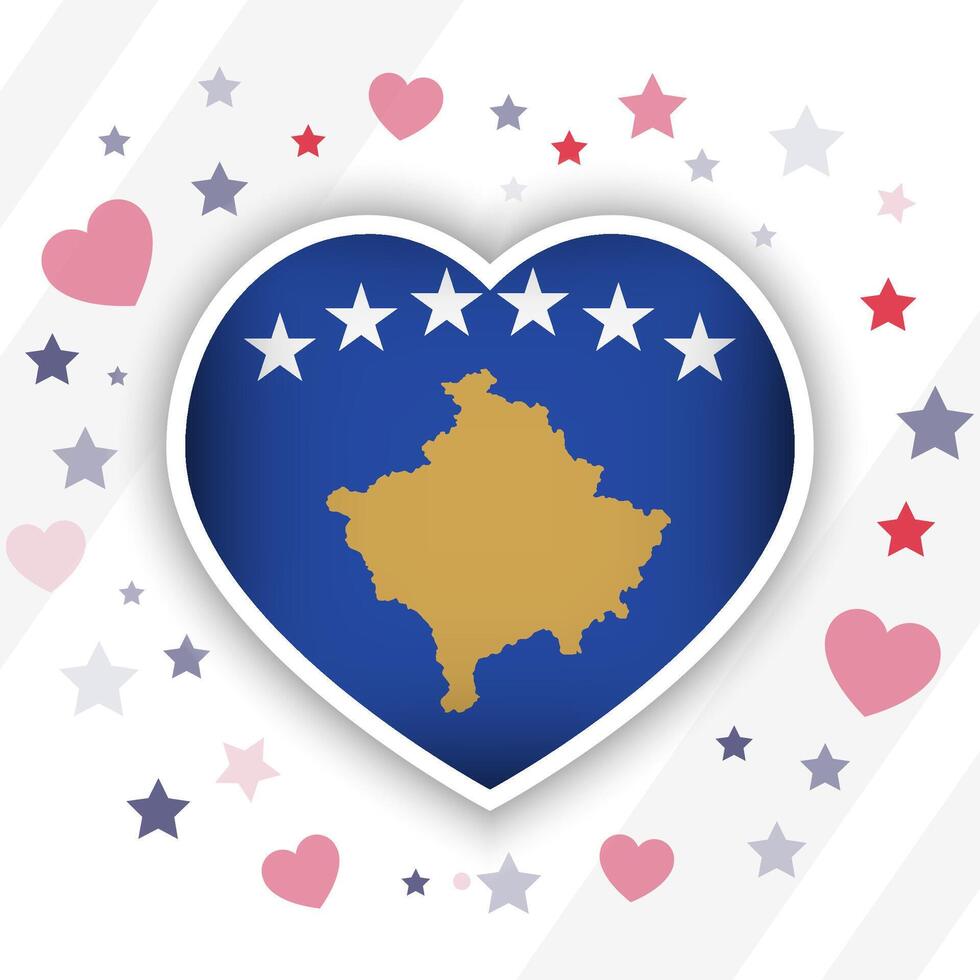 Creative Kosovo Flag Heart Icon vector
