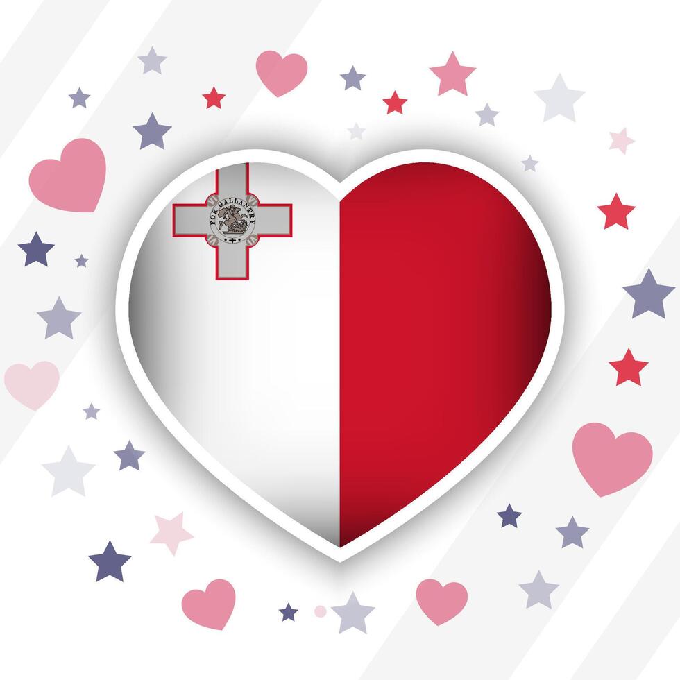 Creative Malta Flag Heart Icon vector