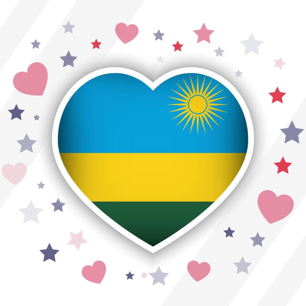 Creative Rwanda Flag Heart Icon vector