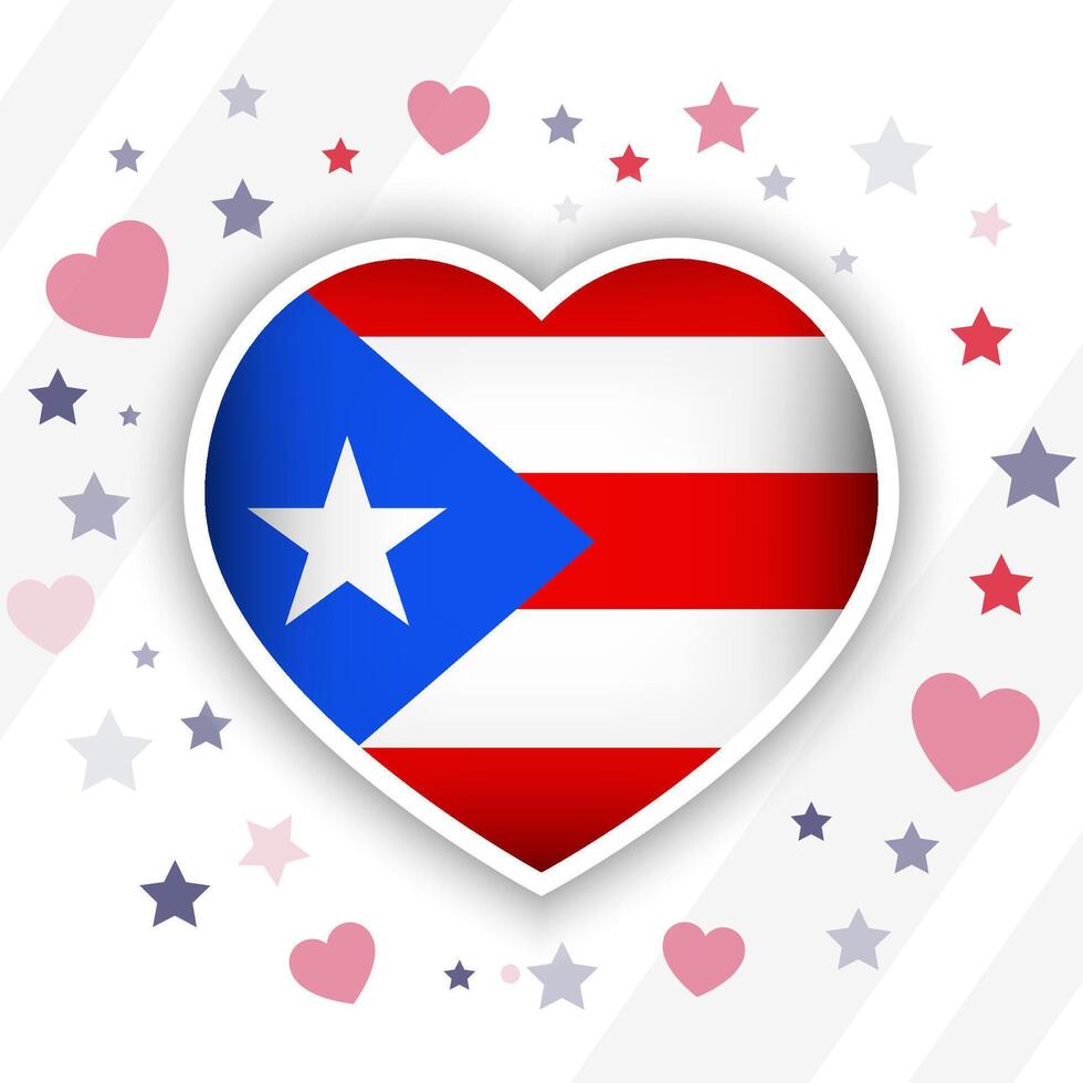 Creative Puerto Rico Flag Heart Icon vector