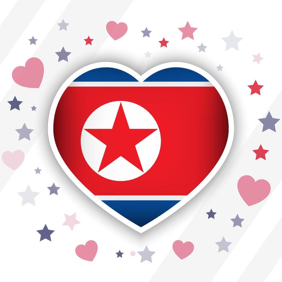 Creative North Korea Flag Heart Icon vector