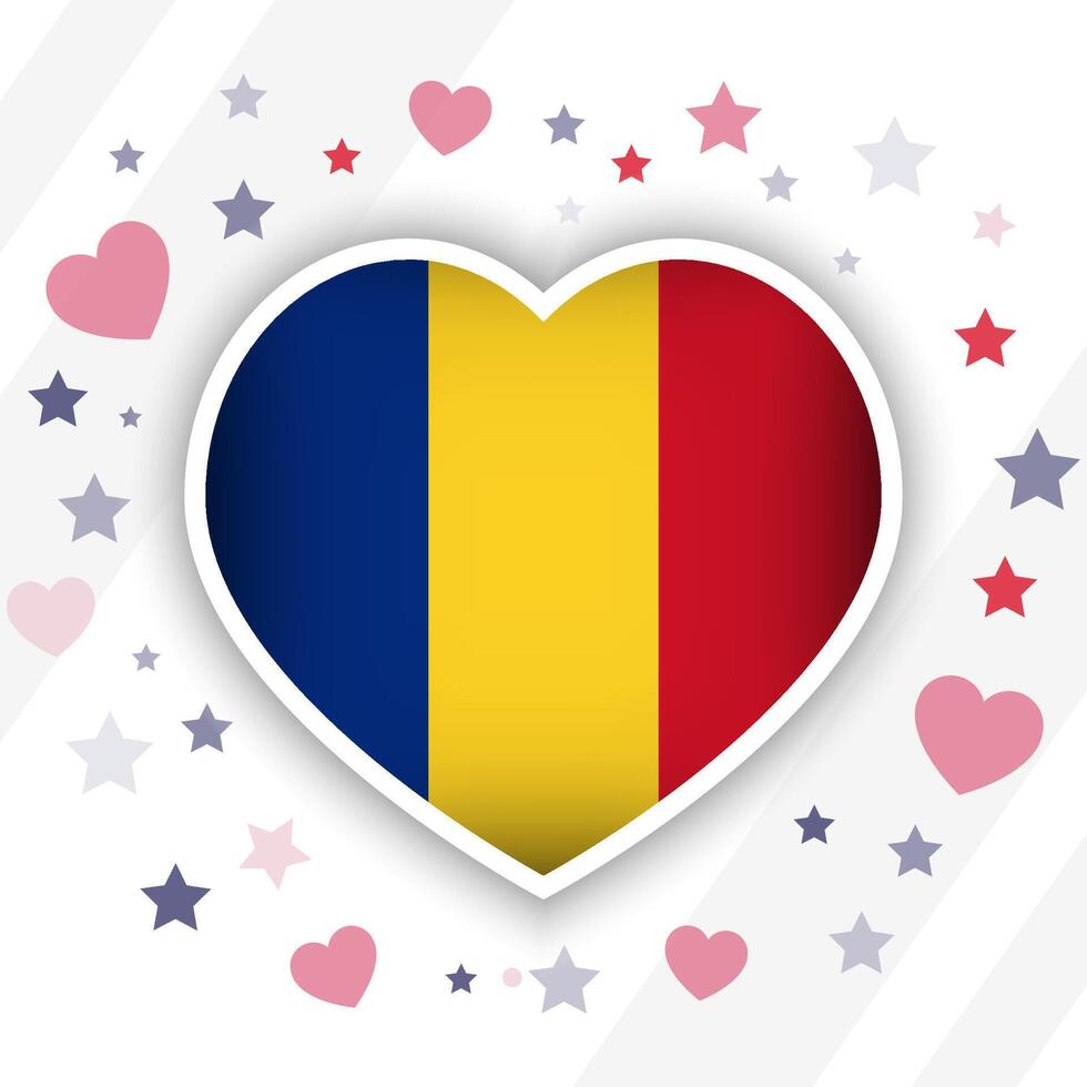 Creative Romania Flag Heart Icon vector