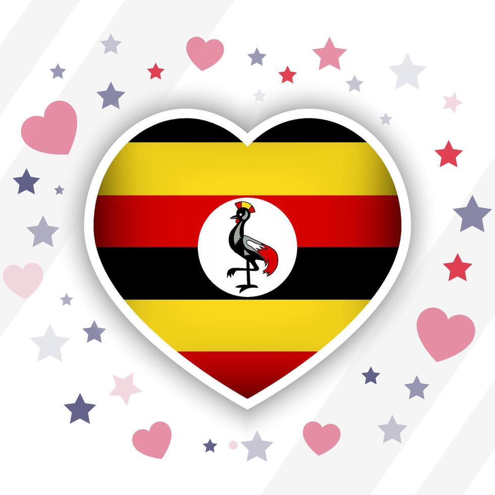 creativo Uganda bandera corazón icono vector