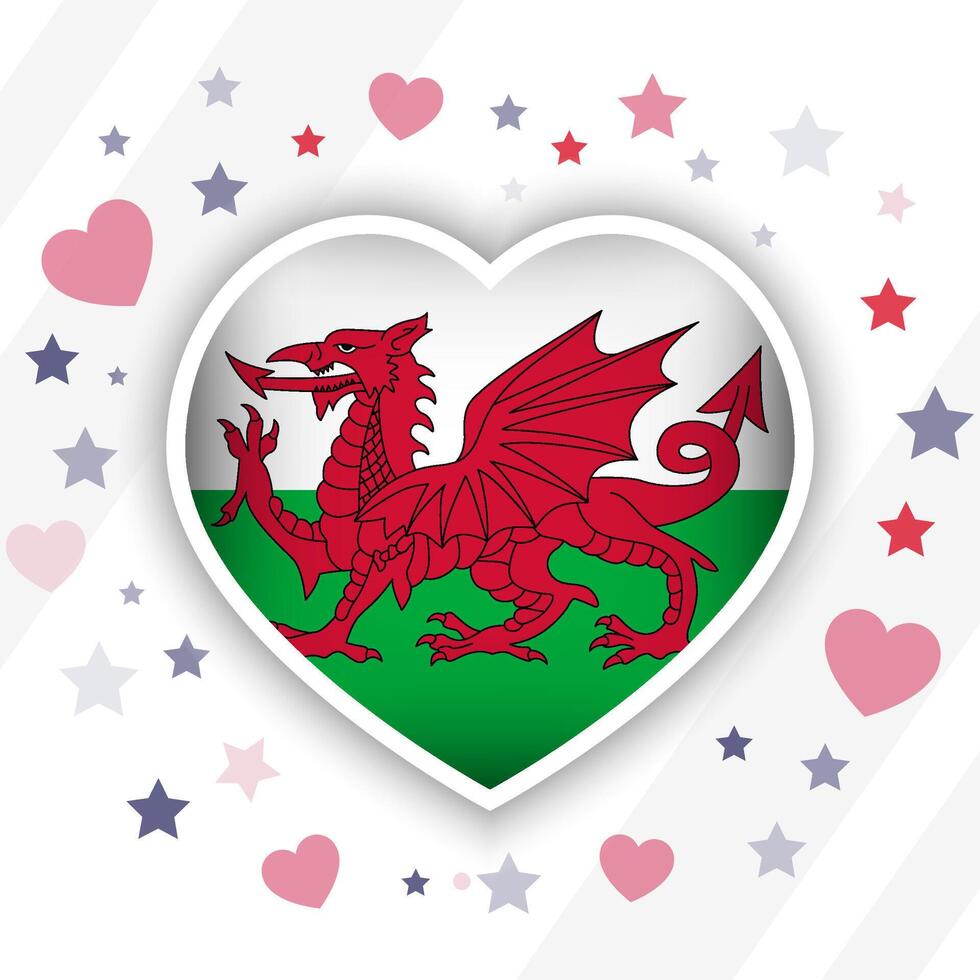 Creative Wales Flag Heart Icon vector