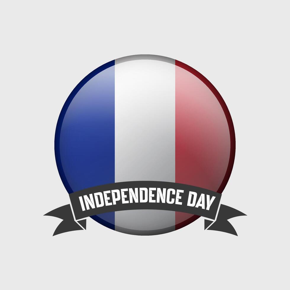 France Round Independence Day Badge vector