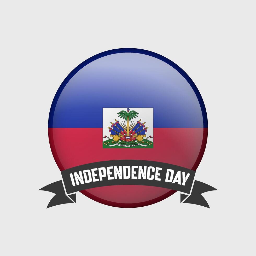 Haiti Round Independence Day Badge vector