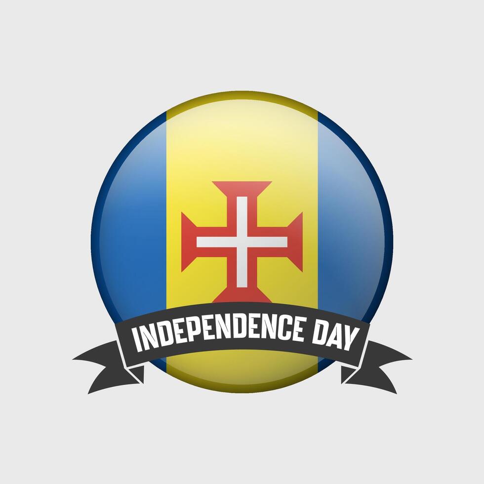 Madeira Round Independence Day Badge vector